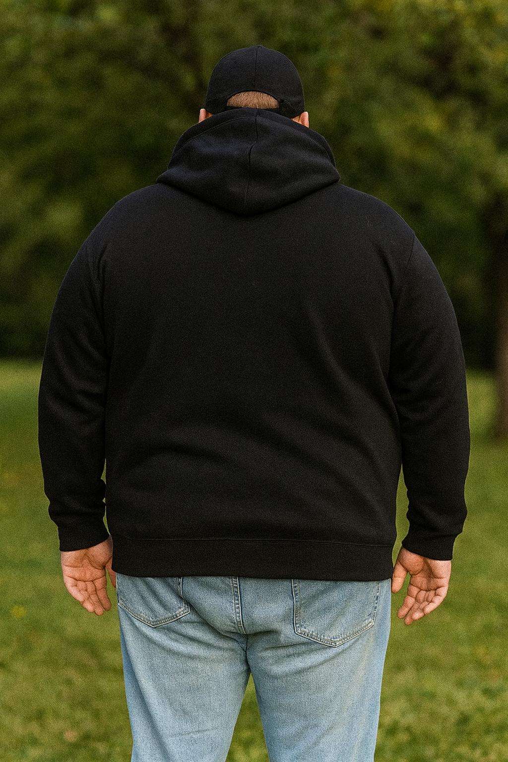 Big & Tall Full Zip Fleece Hoodie- Black