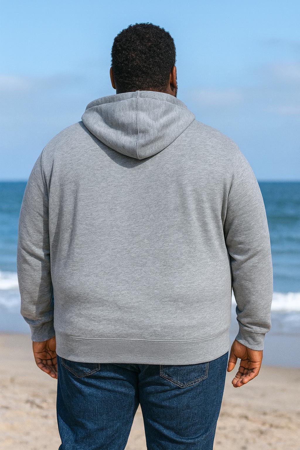 Big & Tall Full Zip Fleece Hoodie- Grey