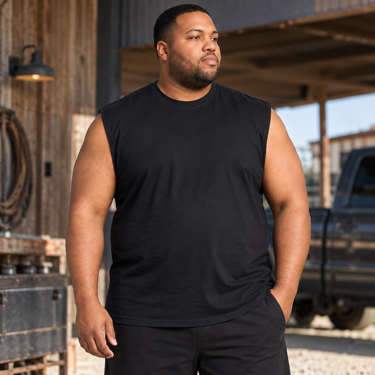 Men's Plus Size Big & Tall Muscle T-Shirt – Black | BT-510