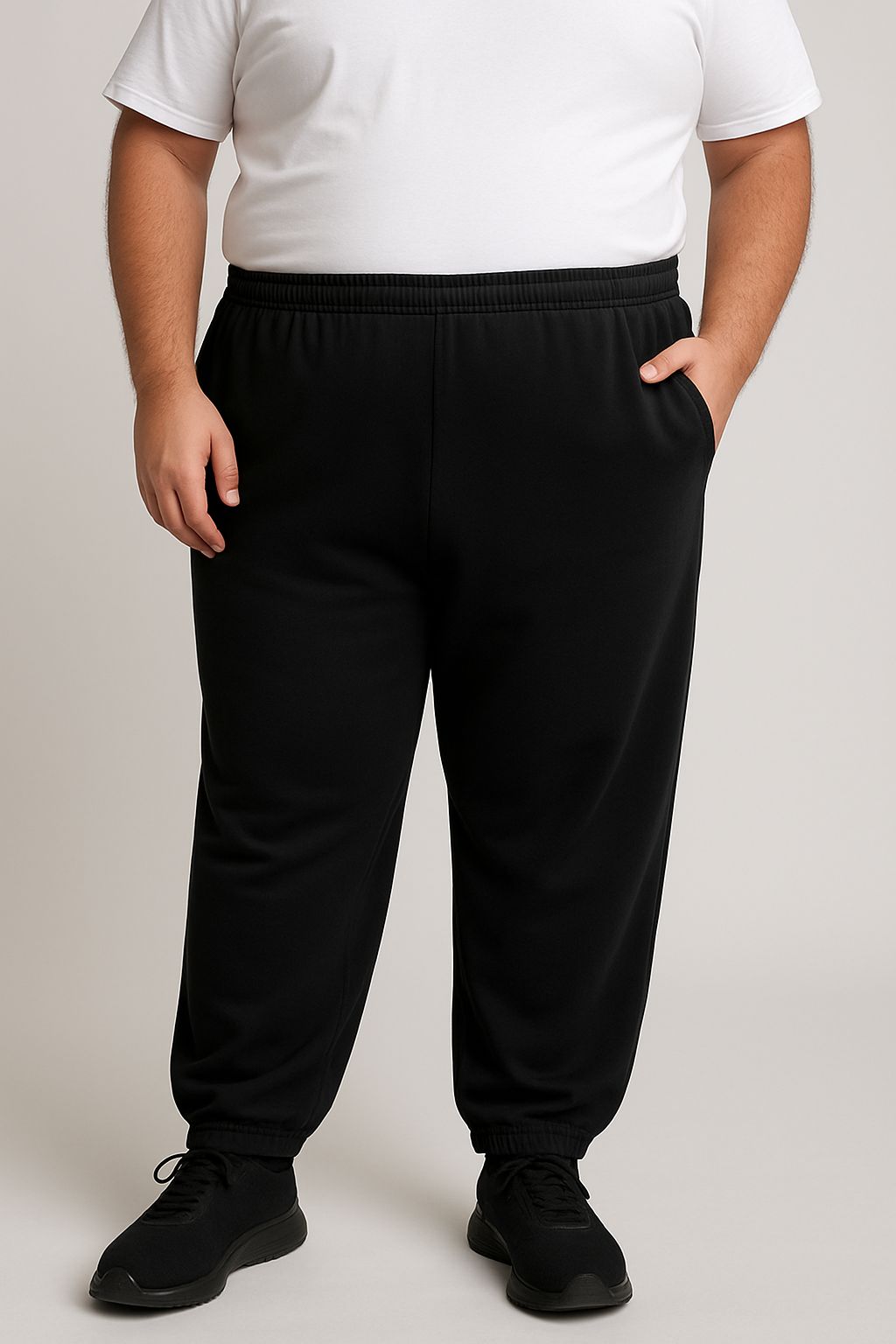 Pantalon de survêtement en molleton grande taille homme – Noir | BT-502-BLK