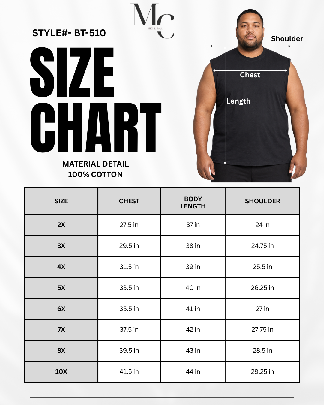 T-shirt Muscle grande taille pour homme – Noir | BT-510