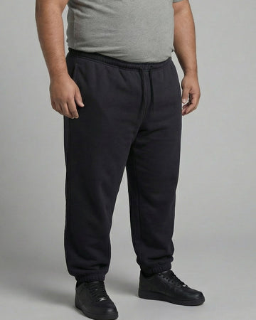 Pantalon de survêtement en molleton grande taille homme – Noir | BT-502-BLK
