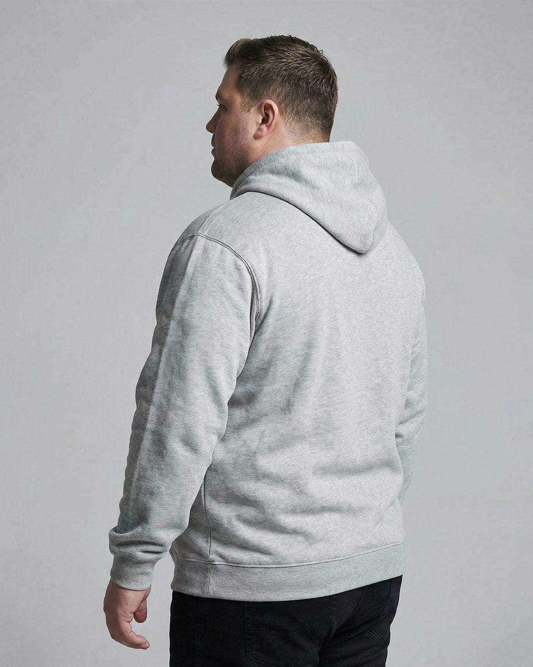 Big & Tall Full Zip Fleece Hoodie- Grey