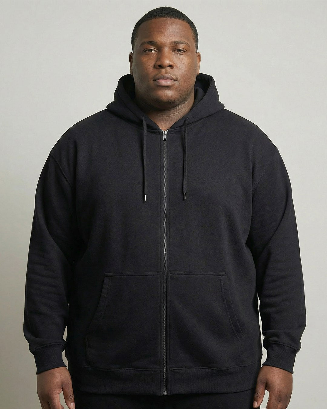 Men's Plus Size Big & Tall Full-Zip Fleece Hoodie –Black| BT-501-BLK
