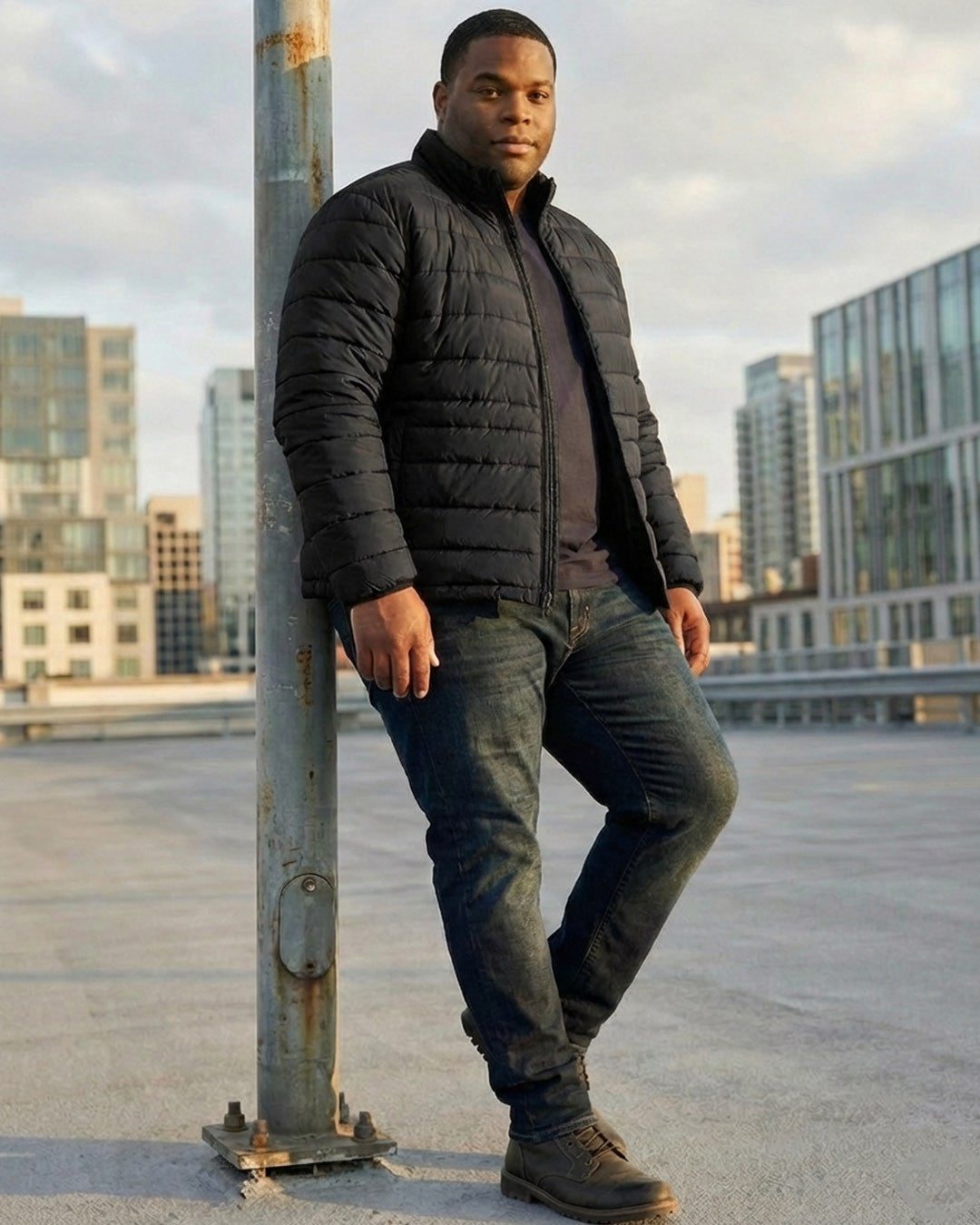 Big & Tall Insulated Puffer Jacket- Black