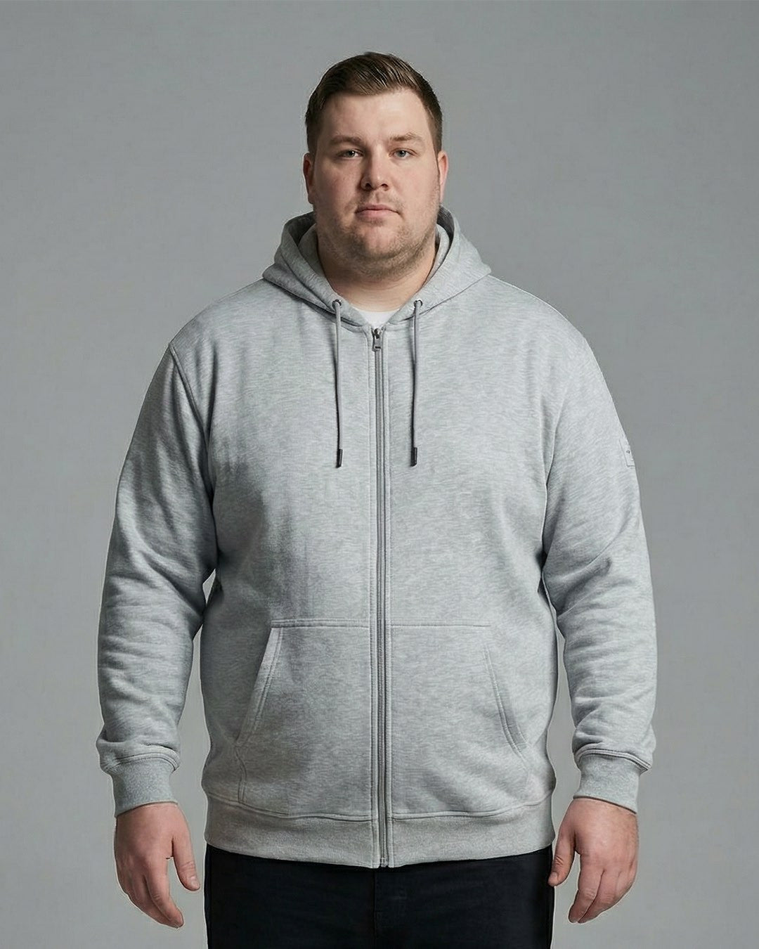 Big & Tall Full Zip Fleece Hoodie- Grey