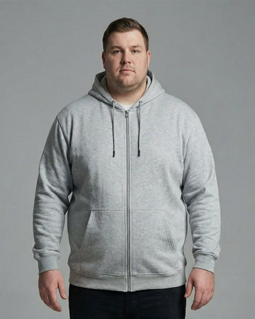 Big & Tall Full Zip Fleece Hoodie- Grey
