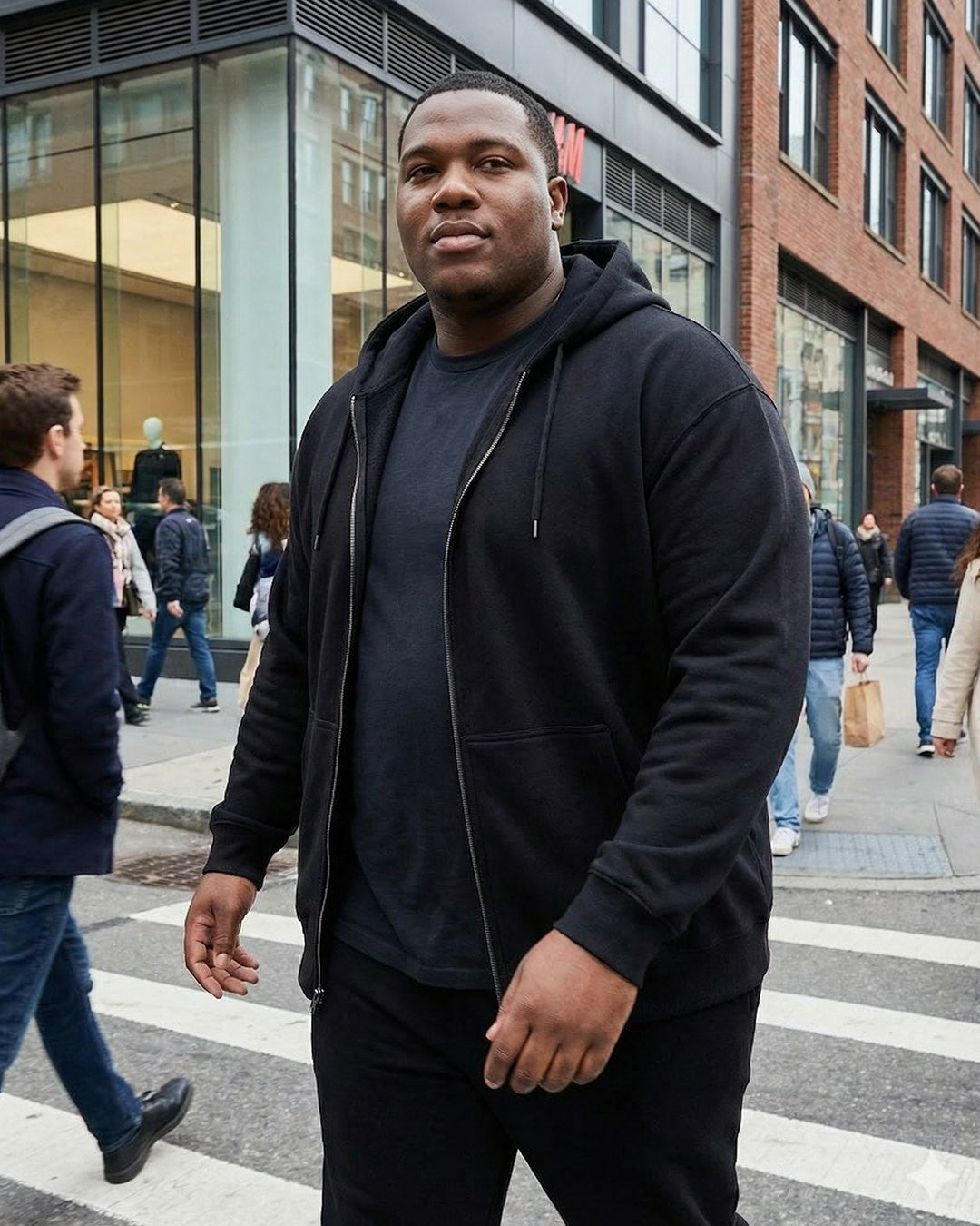 Big & Tall Full Zip Fleece Hoodie- BT-501 Black