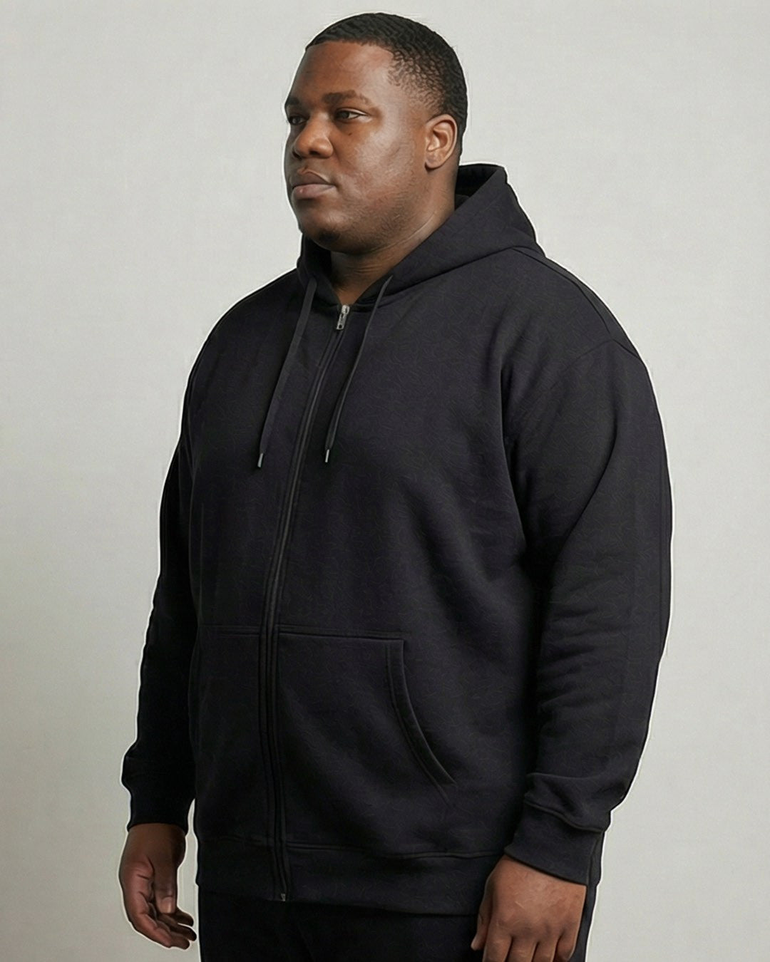 Big & Tall Full Zip Fleece Hoodie- BT-501 Black