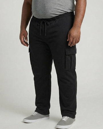 Pantalon de survêtement cargo en molleton grande taille pour homme – Noir | BT-503-BLK