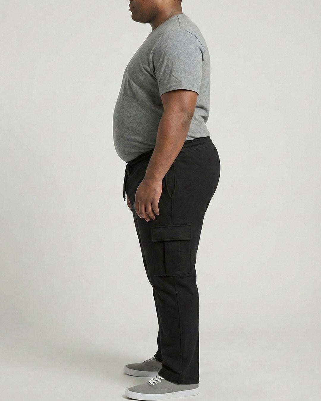 Men's Plus Size Big & Tall Fleece Cargo Lounge Pants – Black | BT-503-BLK