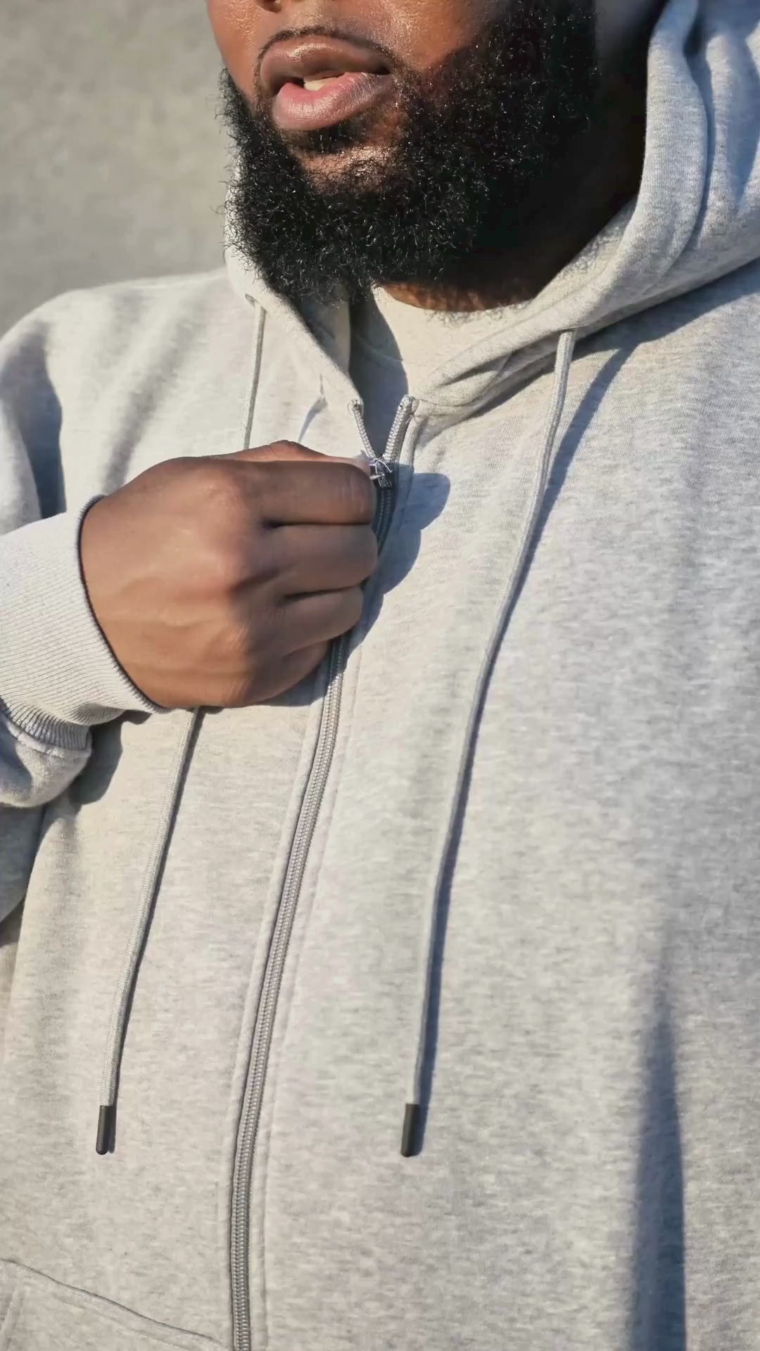 Big & Tall Full Zip Fleece Hoodie- Grey